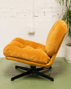 Mustard Corduroy Low Profile Swivel Chair