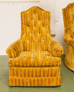 Vintage Yellow Striped Lounge Chair