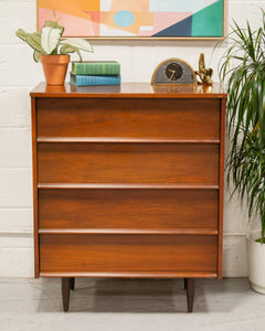 Highboy Sleek 4 Drawer Vintage Dresser