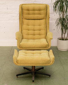 Vintage Green Lounge Chair & Ottoman