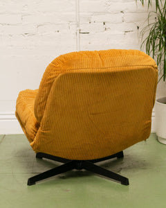 Mustard Corduroy Low Profile Swivel Chair