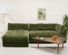 Load image into Gallery viewer, Prima Chaise and Bumper Olive Green Sofa
