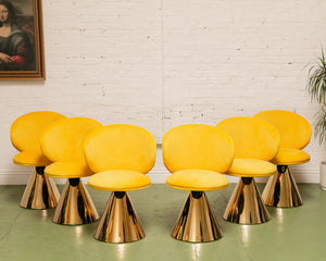 Sunny Yellow Velvet Pedestal Chair