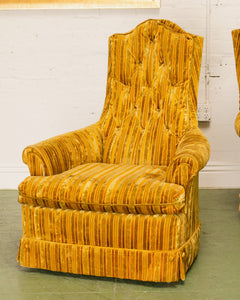 Vintage Yellow Striped Lounge Chair