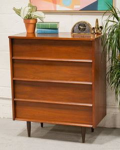 Highboy Sleek 4 Drawer Vintage Dresser