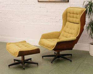 Vintage Green Lounge Chair & Ottoman