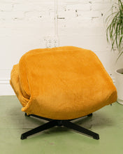 Load image into Gallery viewer, Mustard Corduroy Low Profile Swivel Chair
