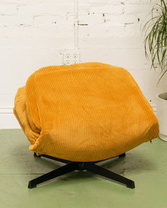 Mustard Corduroy Low Profile Swivel Chair