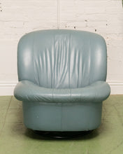 Load image into Gallery viewer, Vintage Postmodern 80s Leather Swivel Clam Chair
