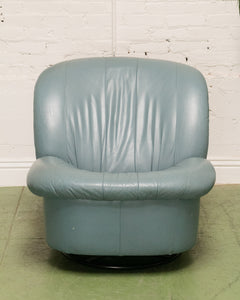 Vintage Postmodern 80s Leather Swivel Clam Chair