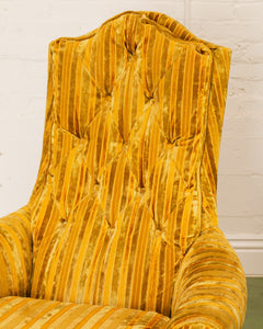 Vintage Yellow Striped Lounge Chair