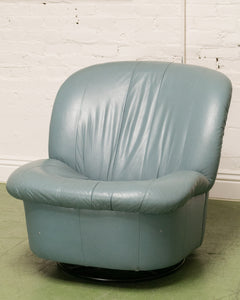 Vintage Postmodern 80s Leather Swivel Clam Chair