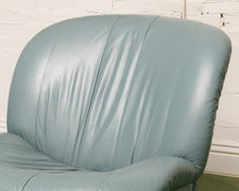 Load image into Gallery viewer, Vintage Postmodern 80s Leather Swivel Clam Chair
