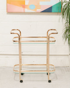 Wednesday brass and glass bar cart