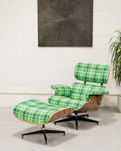 Load image into Gallery viewer, Plaid Lounge Chair and Ottoman
