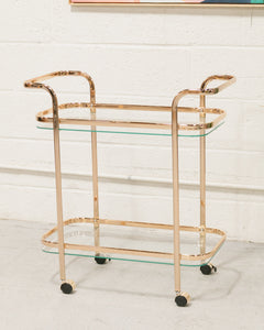 Wednesday brass and glass bar cart