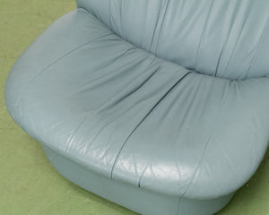 Vintage Postmodern 80s Leather Swivel Clam Chair