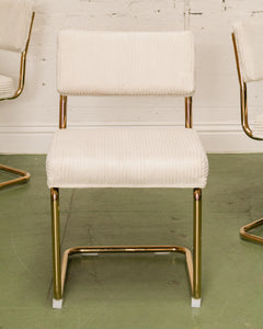 Cordoroy Chic Ivory and Brass Chair