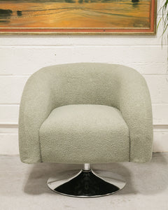 Olive Green Nubby Swivel Chair