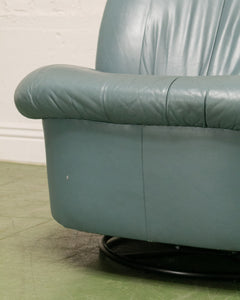 Vintage Postmodern 80s Leather Swivel Clam Chair