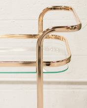 Load image into Gallery viewer, Wednesday brass and glass bar cart
