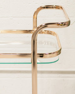 Wednesday brass and glass bar cart