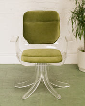 Load image into Gallery viewer, Olive Green Acylic Swivel Chair
