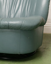 Load image into Gallery viewer, Vintage Postmodern 80s Leather Swivel Clam Chair
