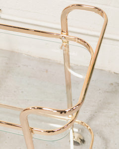 Wednesday brass and glass bar cart