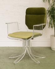 Load image into Gallery viewer, Olive Green Acylic Swivel Chair
