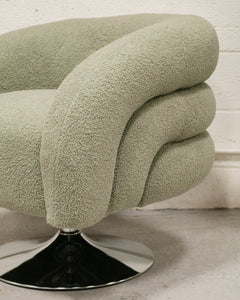 Olive Green Nubby Swivel Chair