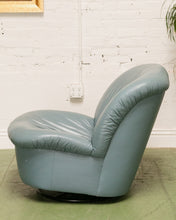 Load image into Gallery viewer, Vintage Postmodern 80s Leather Swivel Clam Chair
