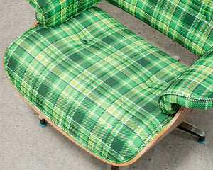 Plaid Lounge Chair and Ottoman