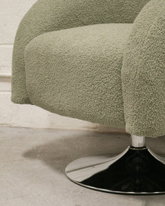 Olive Green Nubby Swivel Chair