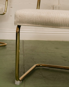 Cordoroy Chic Ivory and Brass Chair