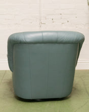 Load image into Gallery viewer, Vintage Postmodern 80s Leather Swivel Clam Chair
