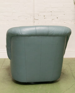 Vintage Postmodern 80s Leather Swivel Clam Chair