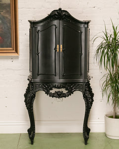 Black French Ornate Curio Cabinet