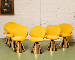 Sunny Yellow Velvet Pedestal Chair