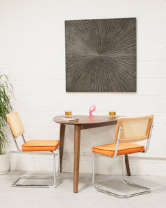 Blonde Cantilever Chair with Velvet Rust Seat