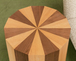 Round Two Toned Wood Side Table