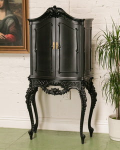 Black French Ornate Curio Cabinet