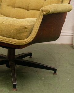 Vintage Green Lounge Chair & Ottoman