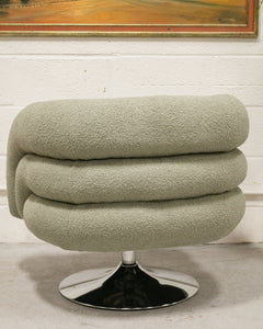 Olive Green Nubby Swivel Chair