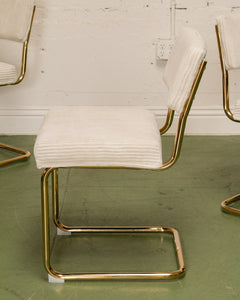 Cordoroy Chic Ivory and Brass Chair