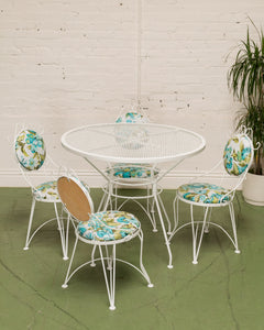 White and Turquoise Vintage 5 piece Patio Set