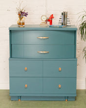 Load image into Gallery viewer, Dusty Blue Highboy Dresser
