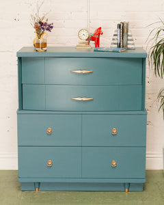 Dusty Blue Highboy Dresser