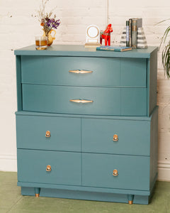 Dusty Blue Highboy Dresser