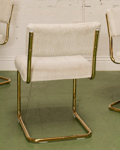 Cordoroy Chic Ivory and Brass Chair